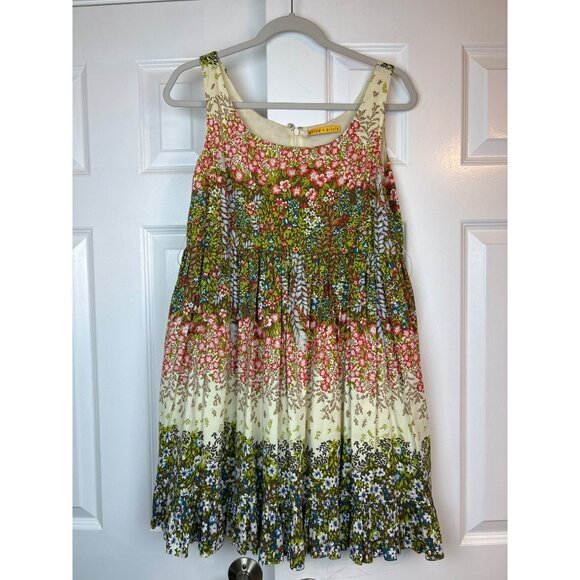 Alice + Olivia Floral Cottagecore Sleeveless Pleated Fit & Flare Dress S/M - Picture 2 of 14